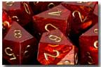 Scarab Scarlet with Gold Dice Set of 7