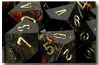 Scarab Blue Blood with Gold Dice Set of 7