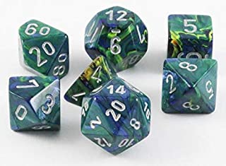 Festive Green with Silver Dice Set of 7