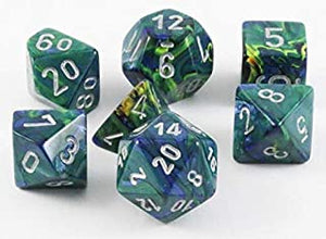 Festive Green with Silver Dice Set of 7