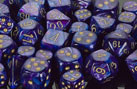 Lustrous Purple with Gold Dice Set of 7
