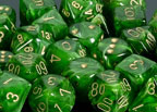 Vortex Green with Gold Dice Set of 7